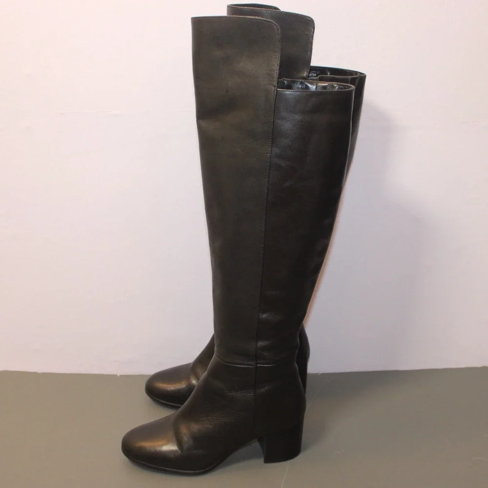 424 Lord & Taylor Black Leather Over the Knee Boots Women’s Size 6 Classic